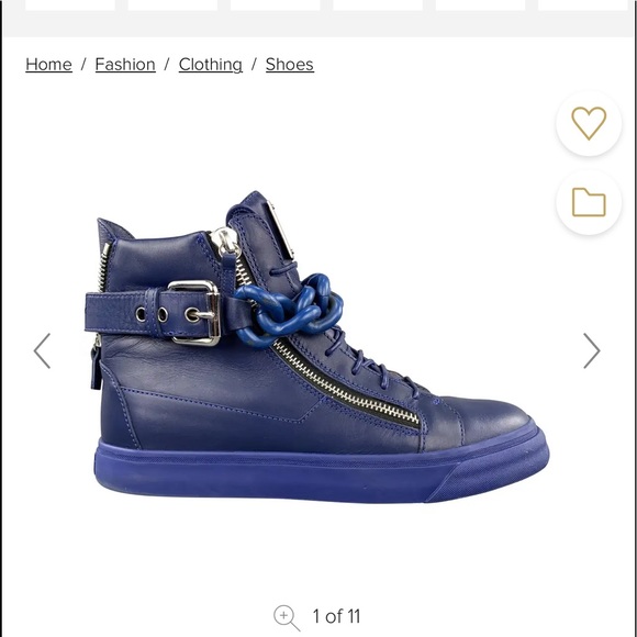 Zanotti royal blue/cobalt high top sneakers. - Picture 3 of 9